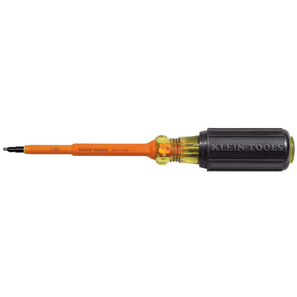 Klein Tools 661-4-INS Insulated Screwdriver, #1 Square Tip, 4-Inch Shank Supply