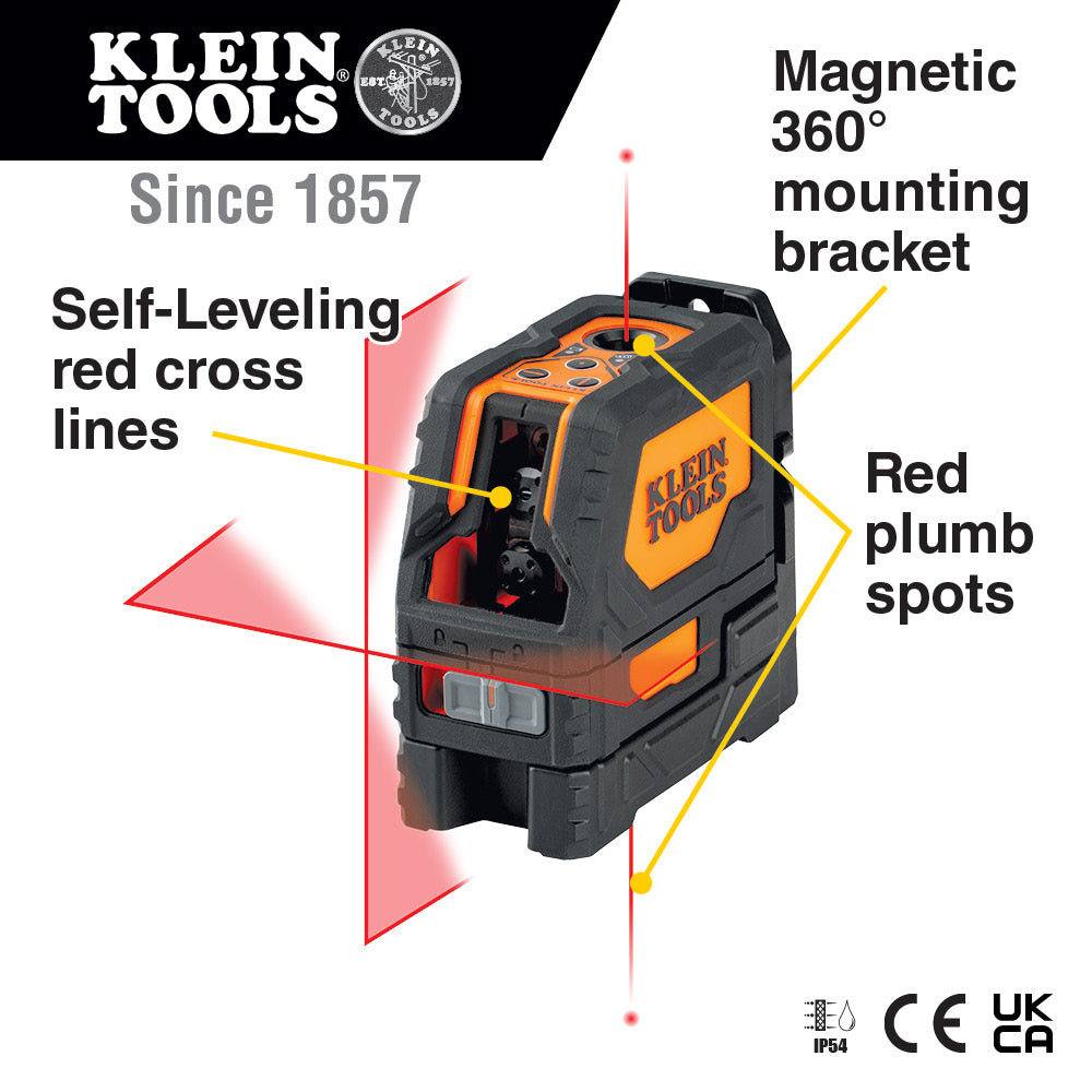 Klein Tools 93LCLS Laser Level, Self-Leveling Red Cross-Line Level and Red Plumb Spot Discount