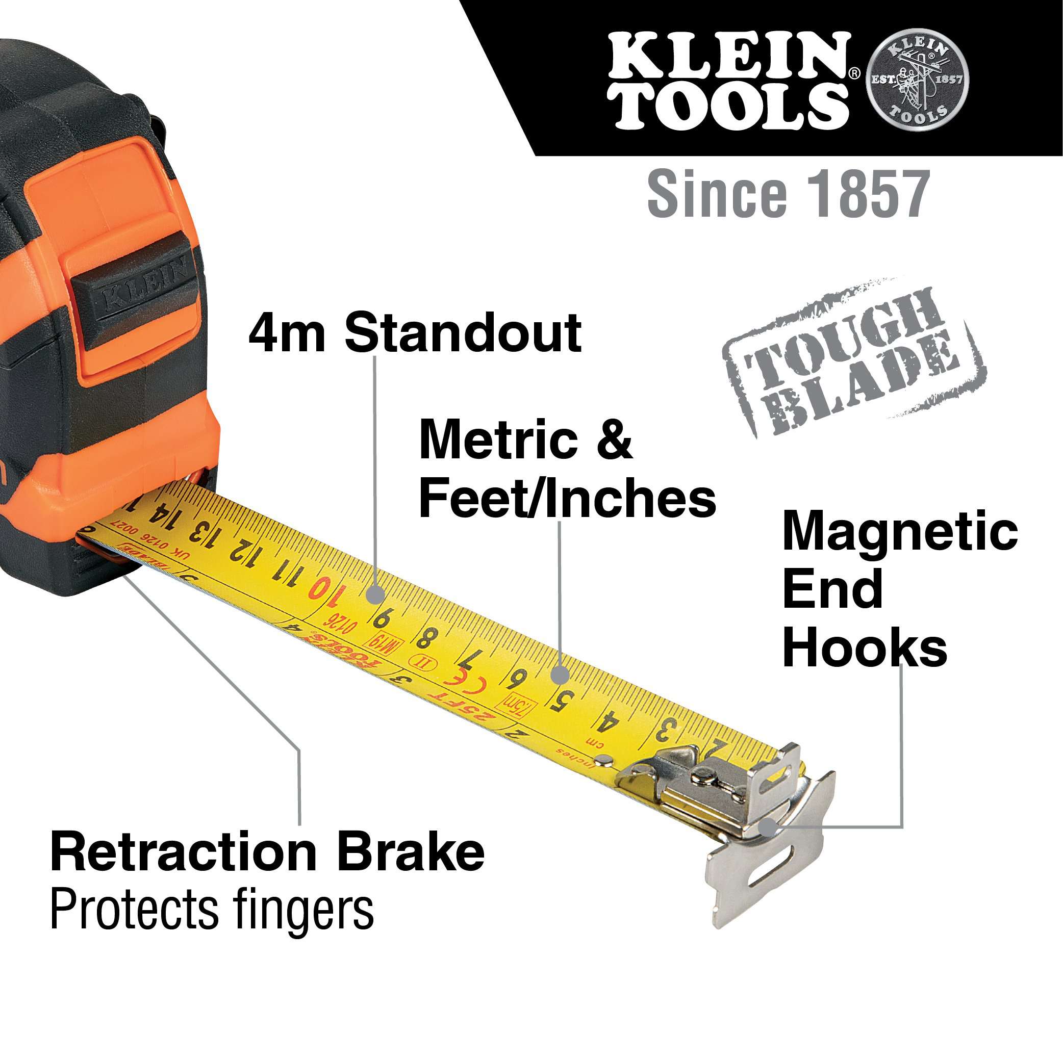 Klein Tools 9375 Tape Measure, 7.5-Meter Magnetic Double-Hook Supply