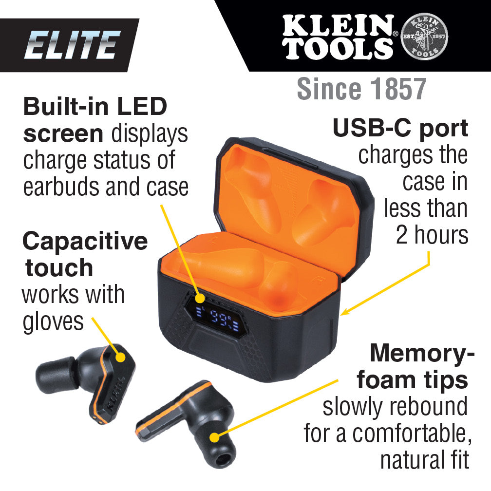 Klein Tools AESEB2  ELITE Bluetooth® Jobsite Earbuds Online Sale