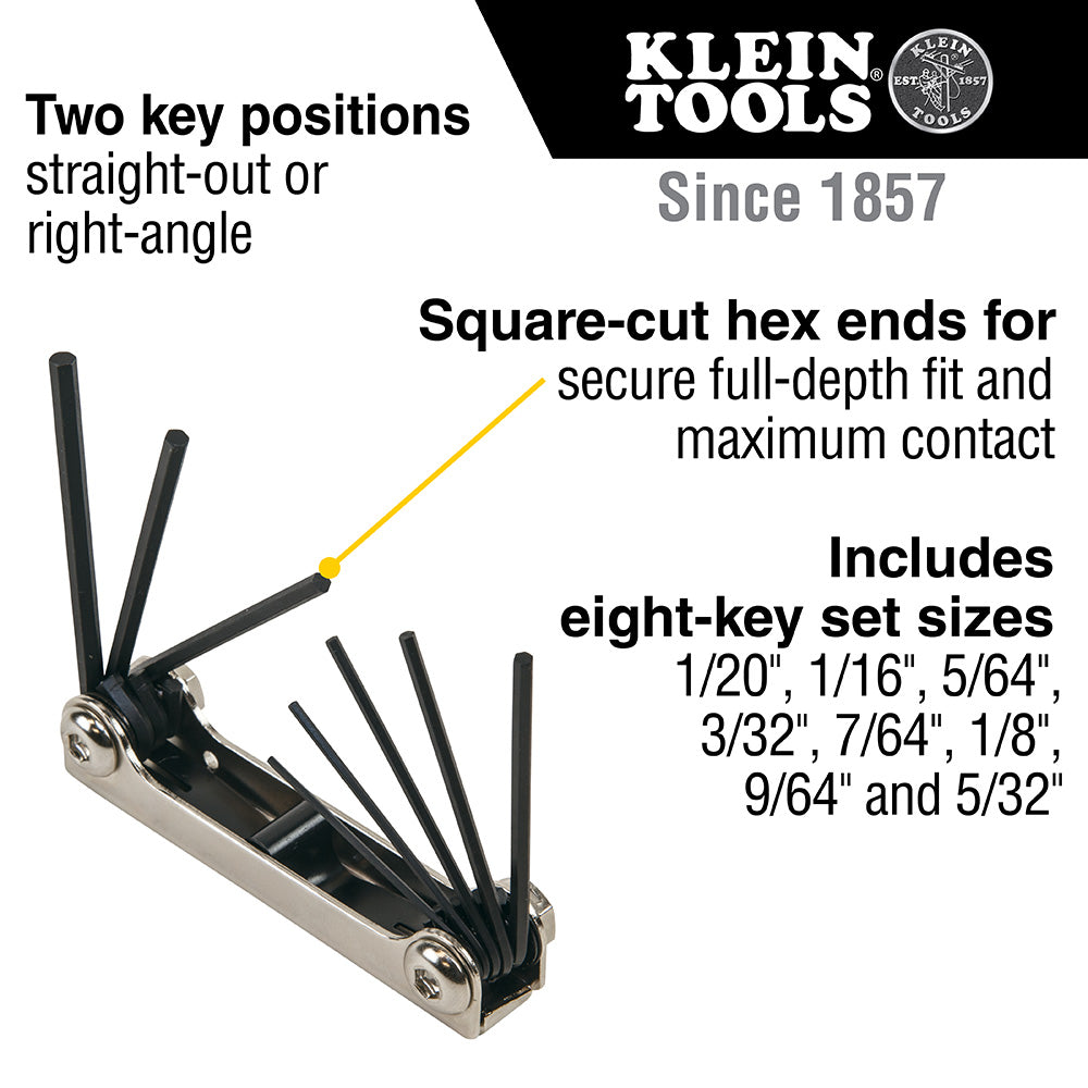 Klein Tools 70581 Folding Hex Key Set, 8-Key, SAE Sizes Hot on Sale