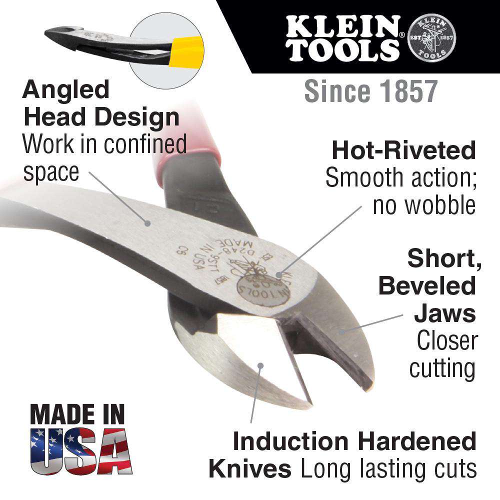 Klein Tools J2000-48 Journeyman Diagonal Cutting Pliers, Heavy-Duty, Angled Head, 8-Inch on Sale