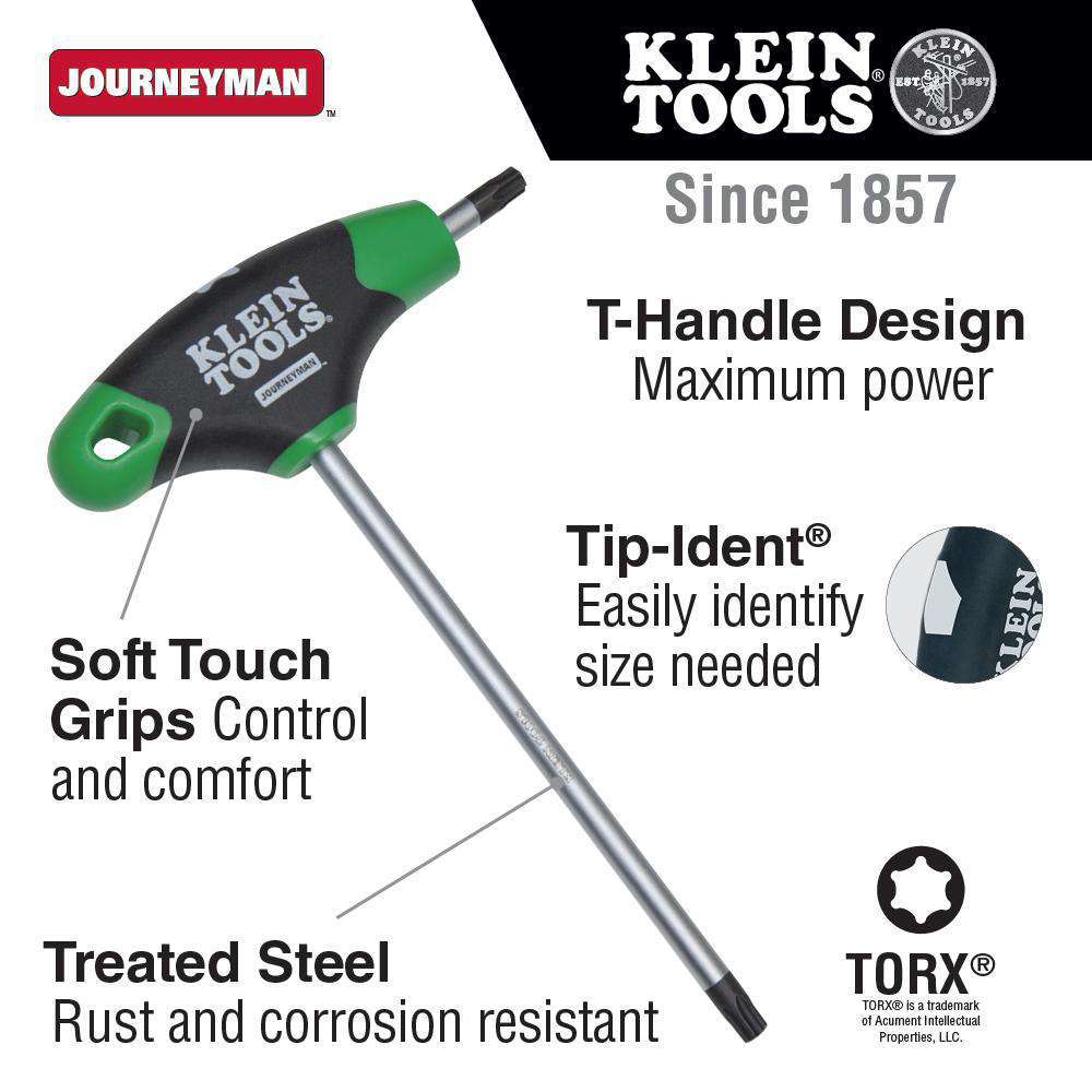 Klein Tools JTH6T20 T20 Torx Hex Key with Journeyman T-Handle, 6-Inch Supply
