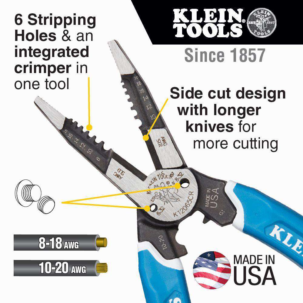 Klein Tools K12065CR Klein-Kurve® Heavy-Duty Wire Stripper / Cutter / Crimper Multi Tool, 8-20 AWG Online now
