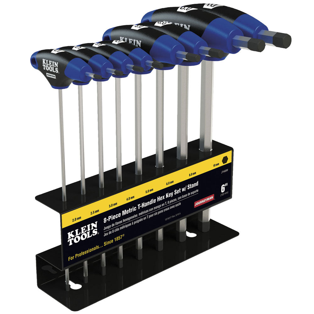 Klein Tools JTH68M Hex Key Set, Metric, Journeyman™ T-Handle, 6-Inch with Stand, 8-Piece Online Hot Sale