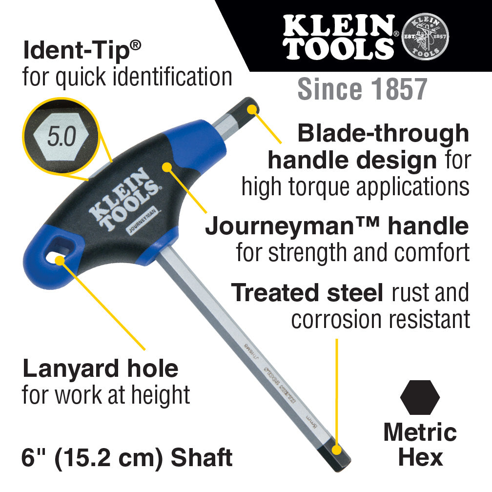 Klein Tools JTH68M Hex Key Set, Metric, Journeyman™ T-Handle, 6-Inch with Stand, 8-Piece Online Hot Sale
