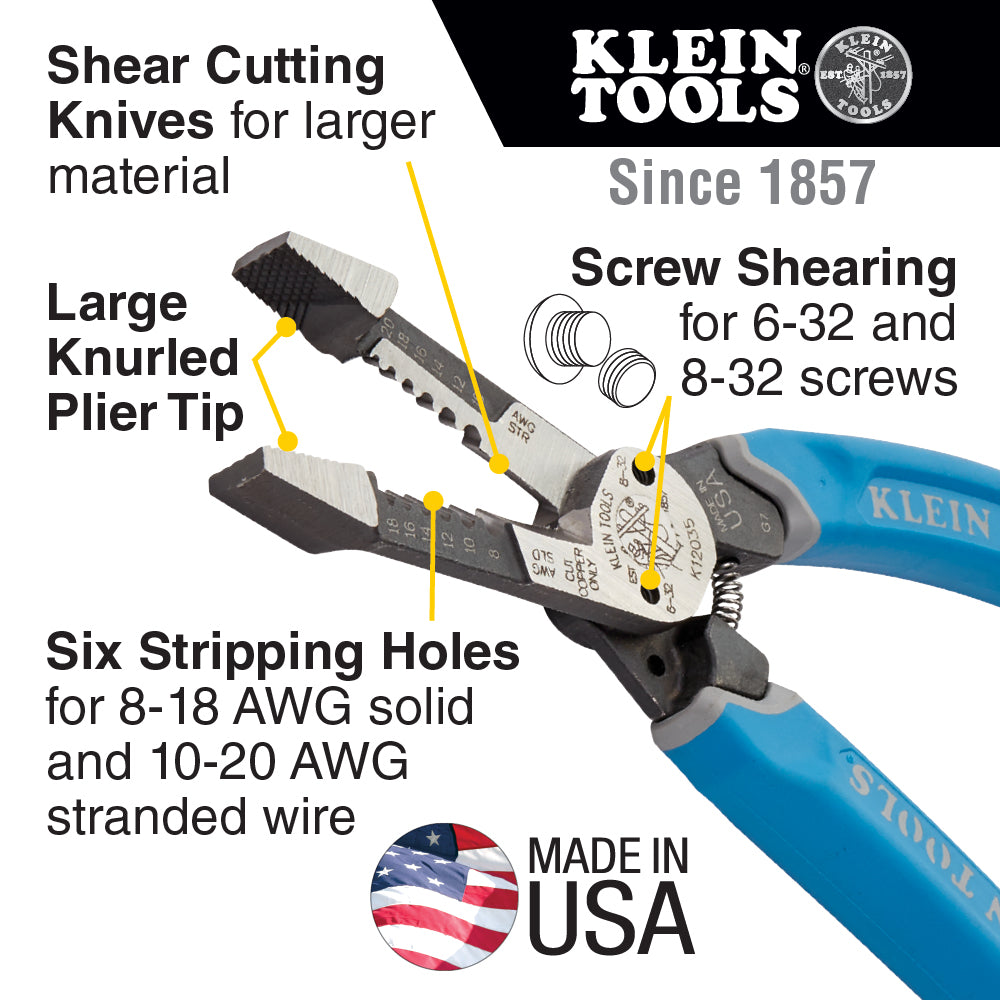 Klein Tools K12035 Klein-Kurve® Heavy-Duty Wire Stripper 8-20 AWG Sale
