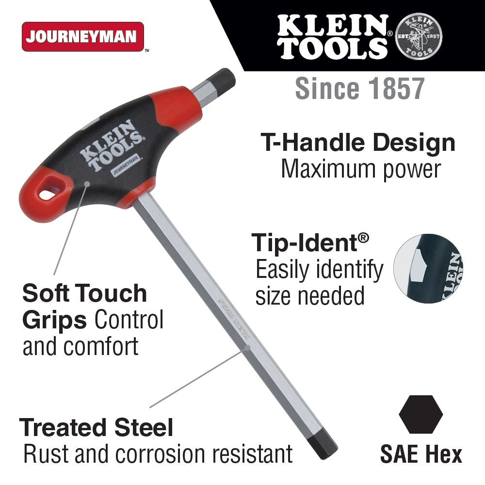 Klein Tools JTH6E07 7/64-Inch Hex Key, Journeyman™ T-Handle, 6-Inch Hot on Sale