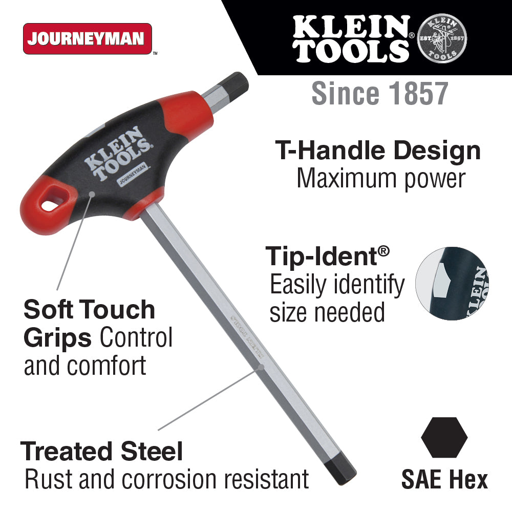 Klein Tools JTH9E06 3/32-Inch Hex Key, Journeyman™ T-Handle, 9-Inch on Sale
