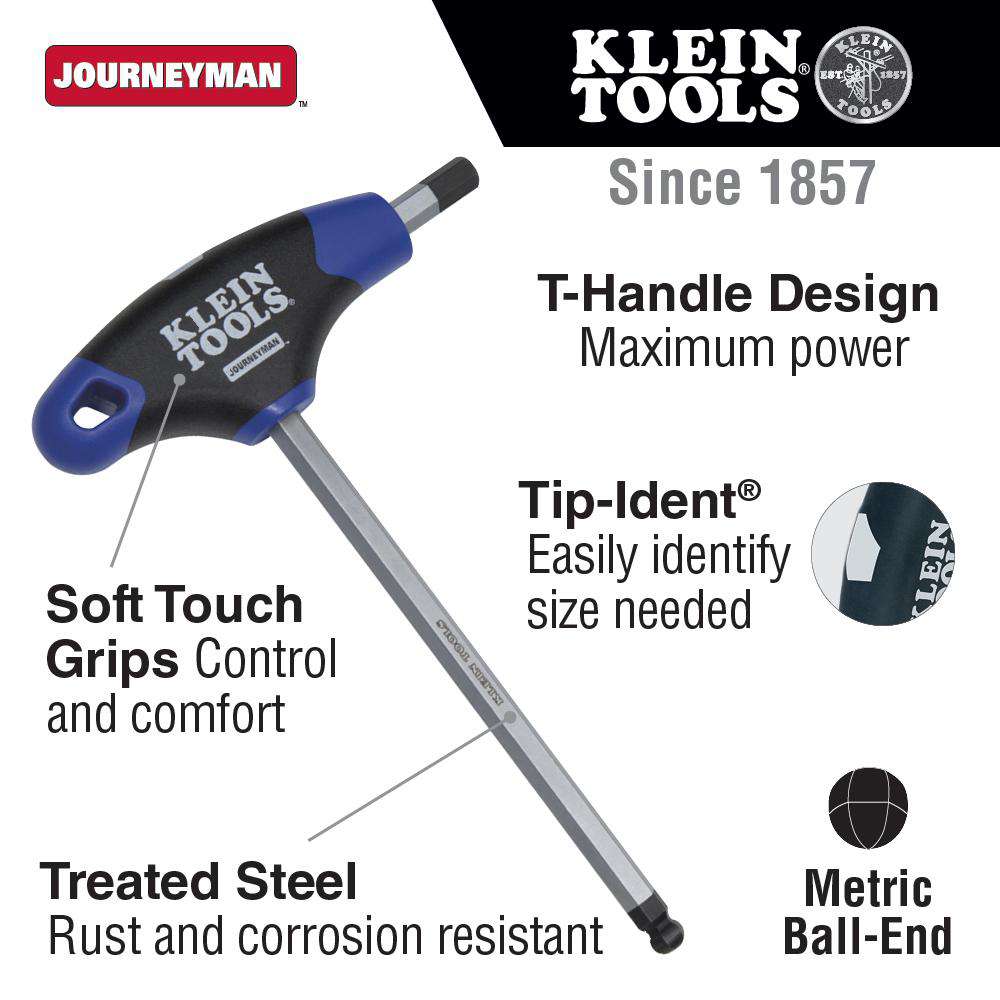 Klein Tools JTH6M4BE 4 mm Ball-End Hex Key, Journeyman™ T-Handle, 6-Inch Discount