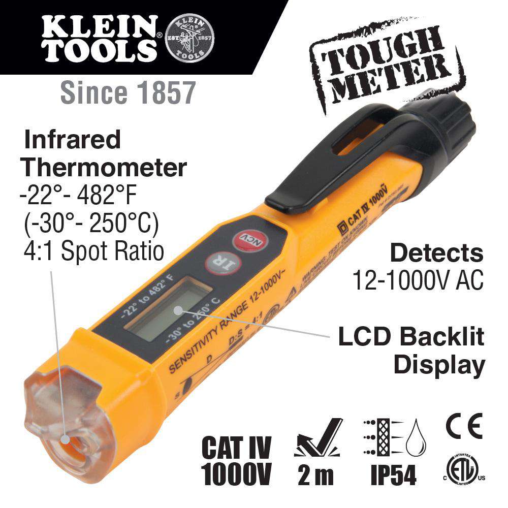 Klein Tools NCVT-4IR Non-Contact Voltage Tester Pen, 12-1000V, with Infrared Thermometer on Sale