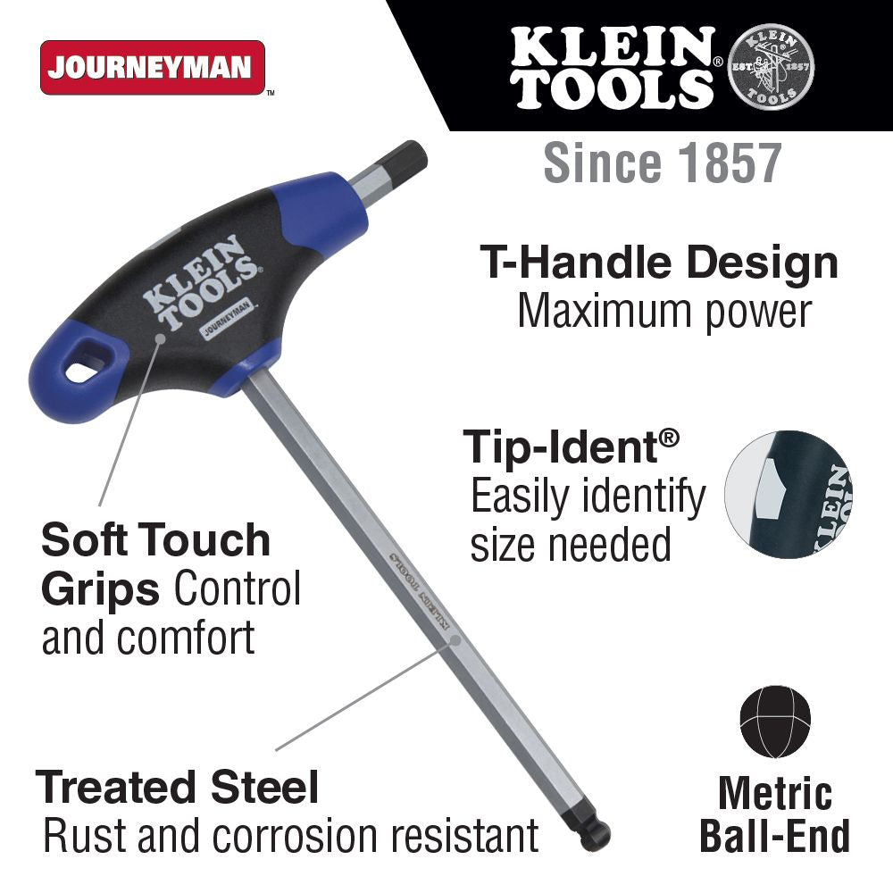 Klein Tools JTH6M6BE 6 mm Ball-End Hex Key, Journeyman™ T-Handle, 6-Inch Online now