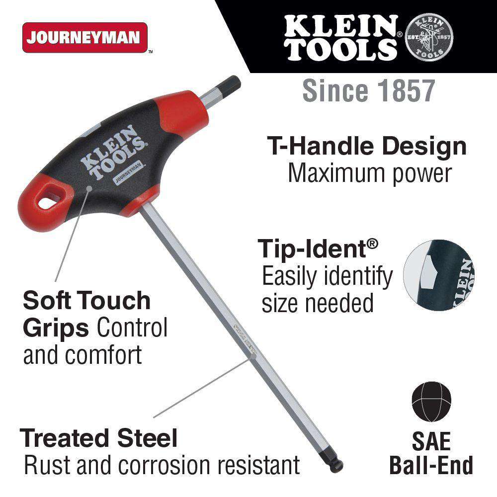 Klein Tools JTH610EB Hex Key Set, SAE Ball-End T-Handle, 6-Inch, with Stand, 10-Piece Sale