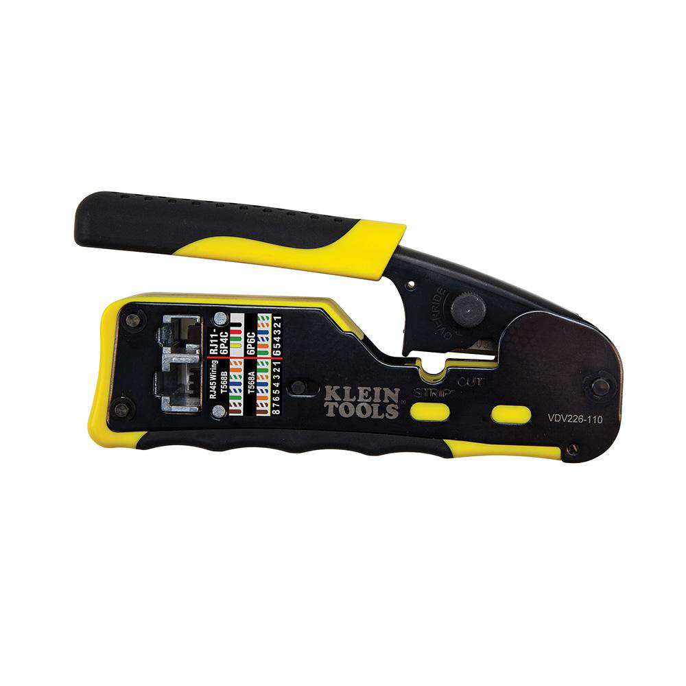 Klein Tools VDV226-110 Ratcheting Ethernet Cable Crimper / Stripper / Cutter, for Pass-Thru™ Online