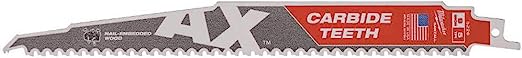 Milwaukee 48-00-5226 SAWZALL® The AX™ with Carbide Teeth Wood Blades 9″ 5TPI, 1 PK Online now