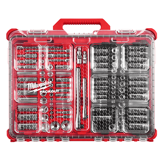Milwaukee 48-22-9486 106pc 1/4″ and 3/8″ Metric & SAE Ratchet and Socket Set with PACKOUT™ Low-Profile Organizer on Sale