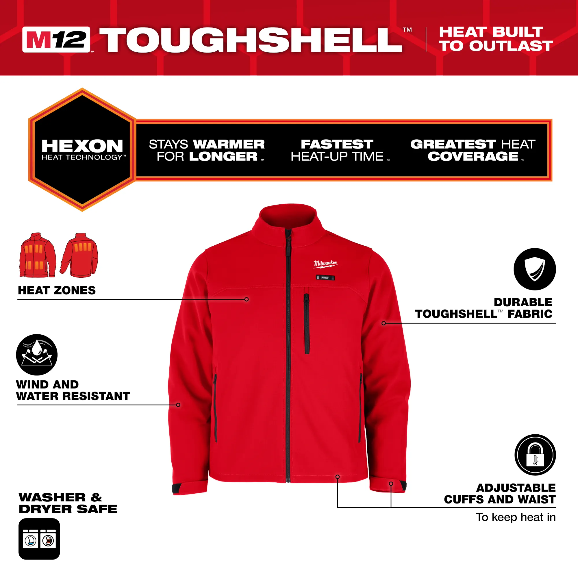 Milwaukee M100R-21XL M12™ Heated TOUGHSHELL™ Jacket Kit (Red XL) Online