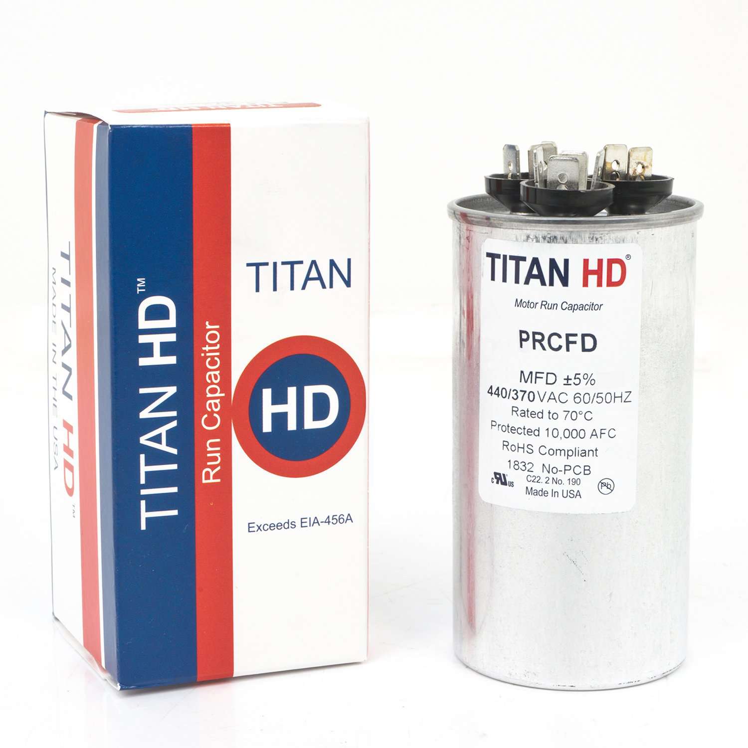 Packard PRCFD406A TITAN HD Run Capacitor 40+6 MFD 440/370 Volt Round Online Hot Sale