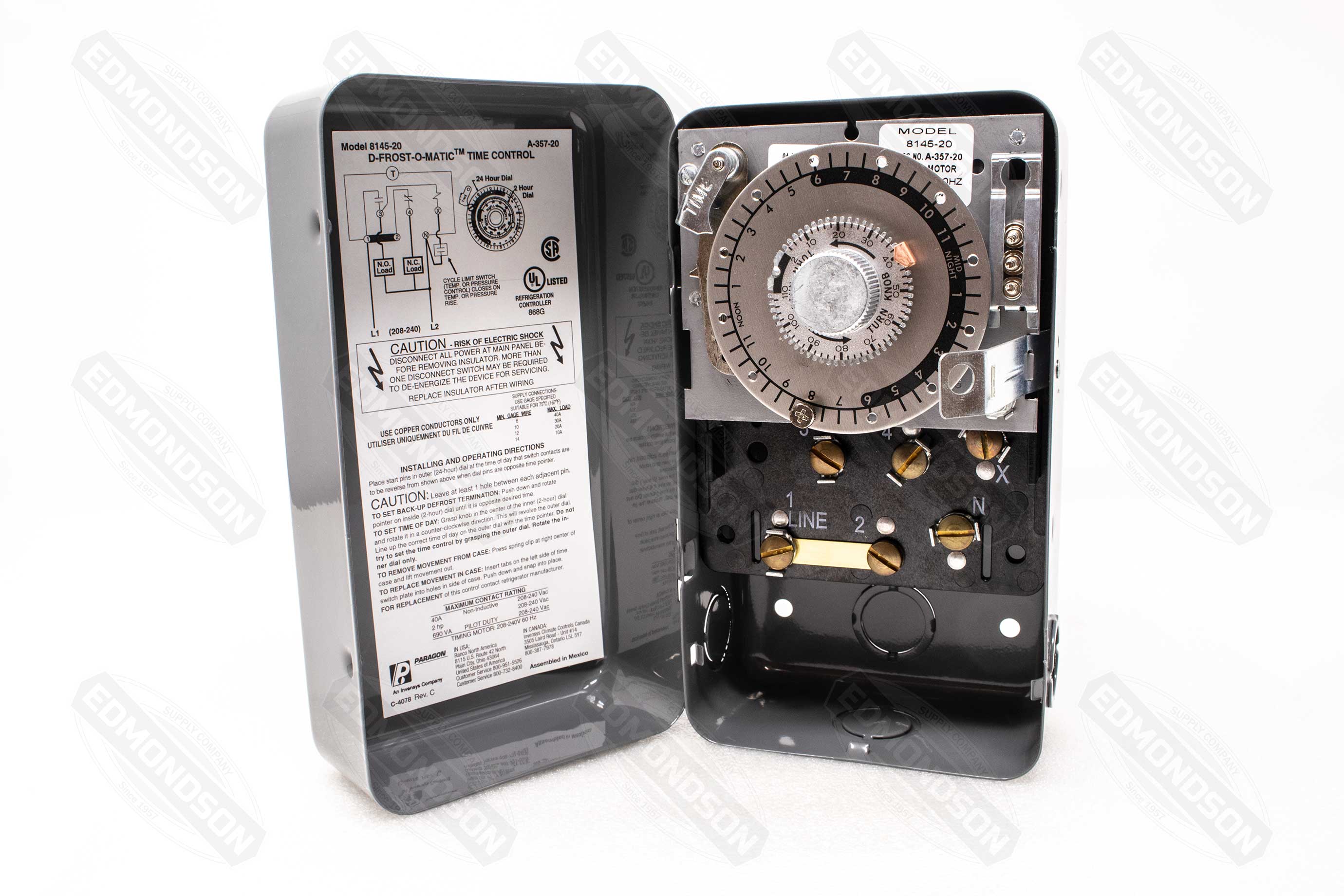 Paragon 8145-20 Defrost Commercial Timer Control, Time/Temperature/Pressure, 208-240V AC, 60 Hz Discount