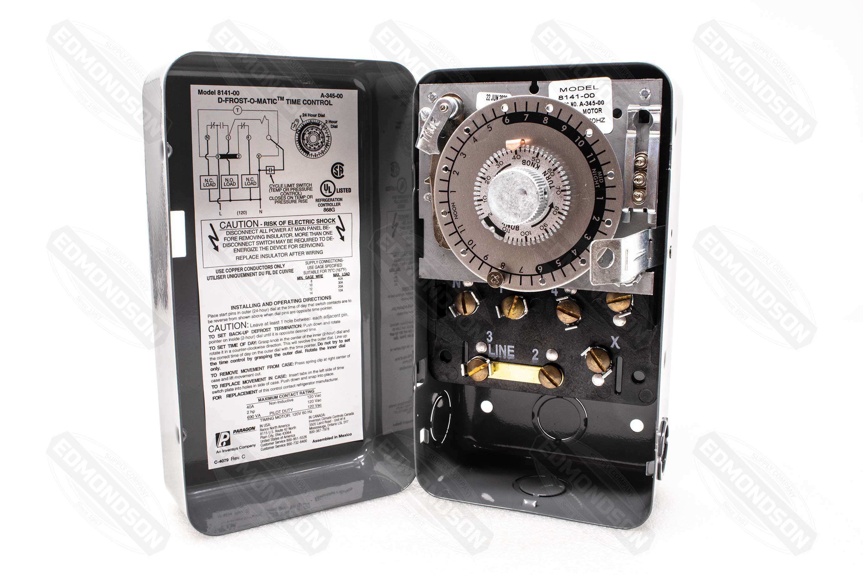 Paragon 8141-00 Defrost Commercial Timer Control, Time/Temperature/Pressure, 120V AC, 60 Hz Online Hot Sale