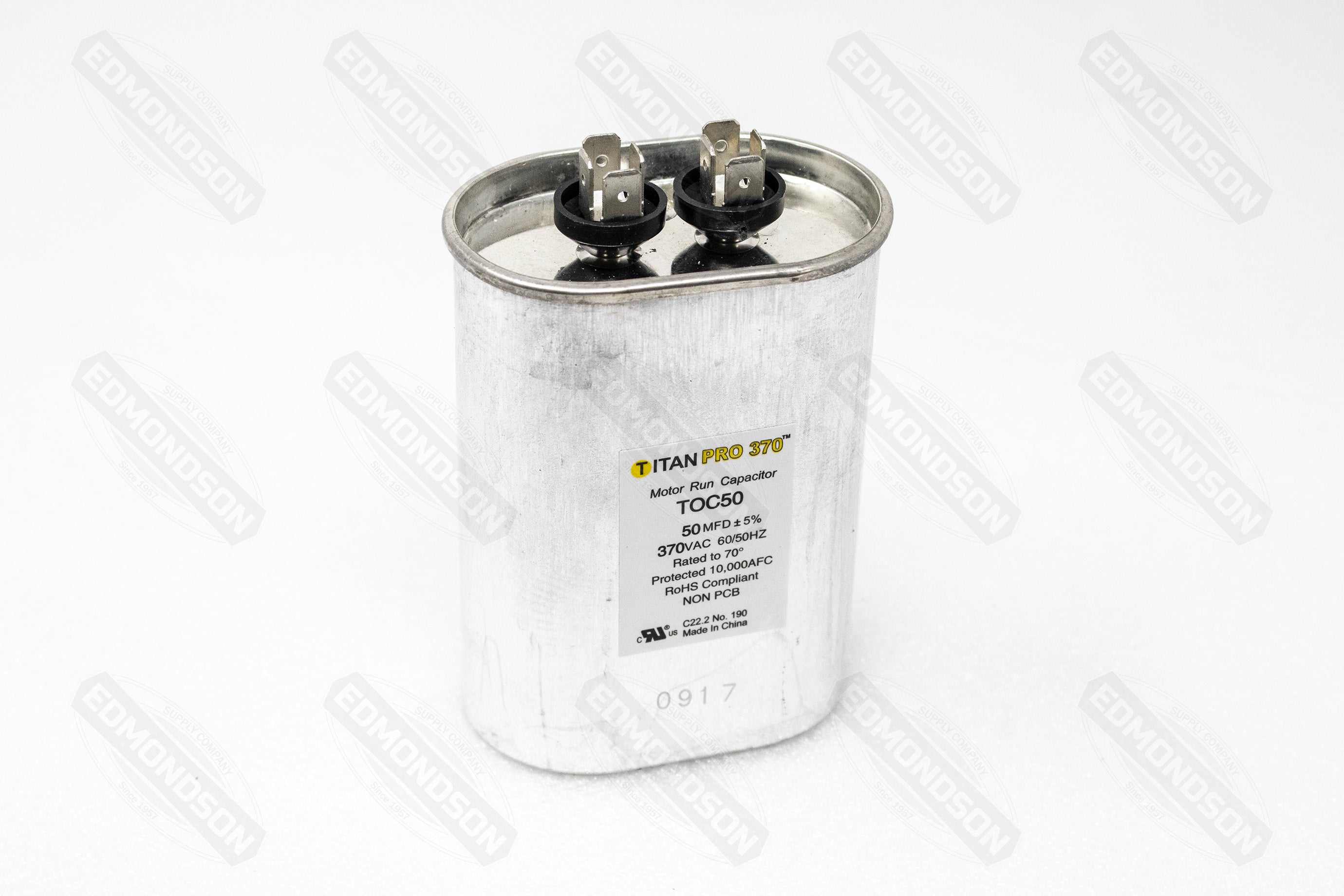 Packard Titan PRO TOC50 Motor Run Capacitor 50 MFD 370 Volt Oval Online Hot Sale