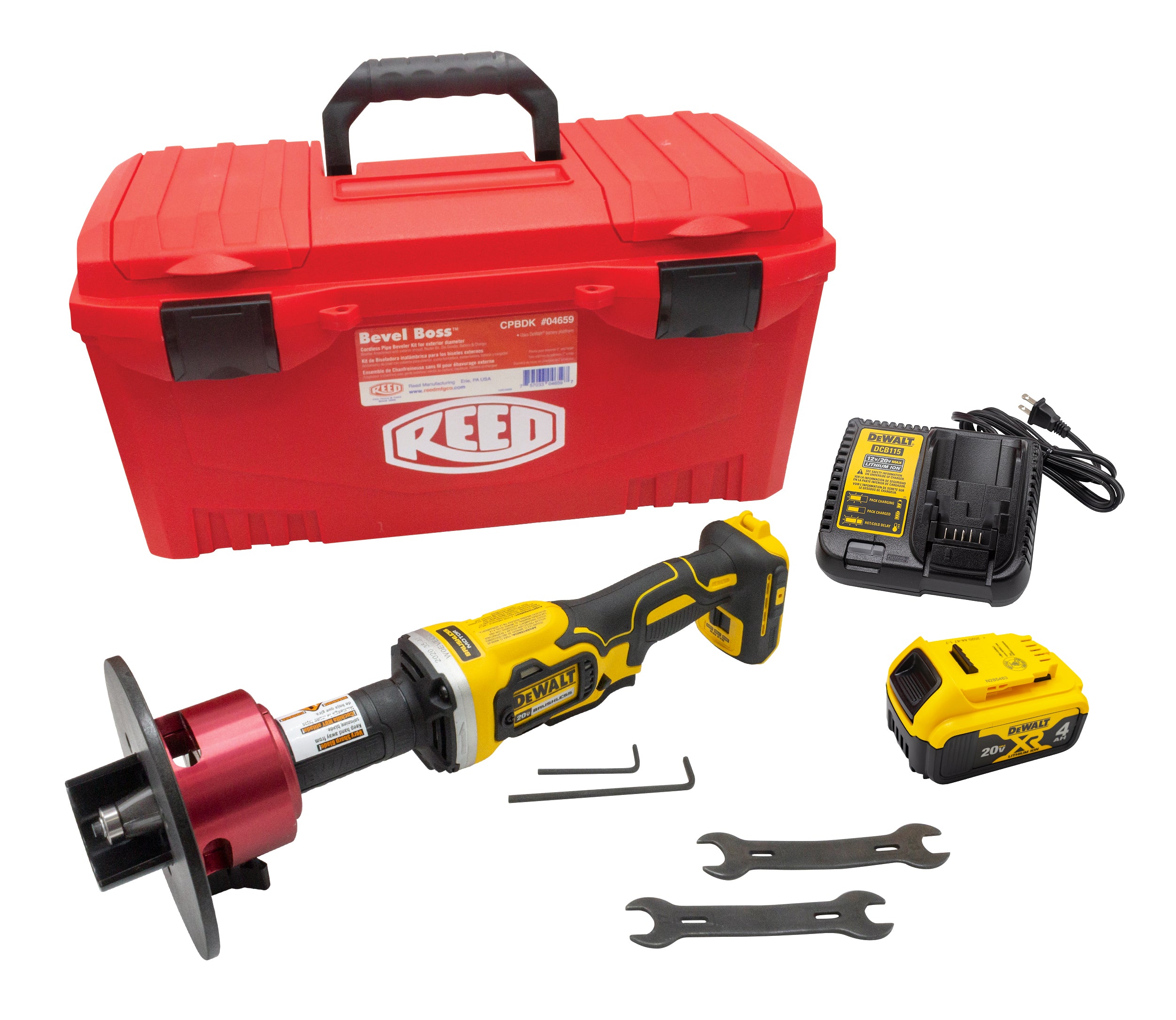 Reed Mfg CPBDK Bevel Boss™ Cordless Pipe Beveler Kit, DeWalt® Fashion