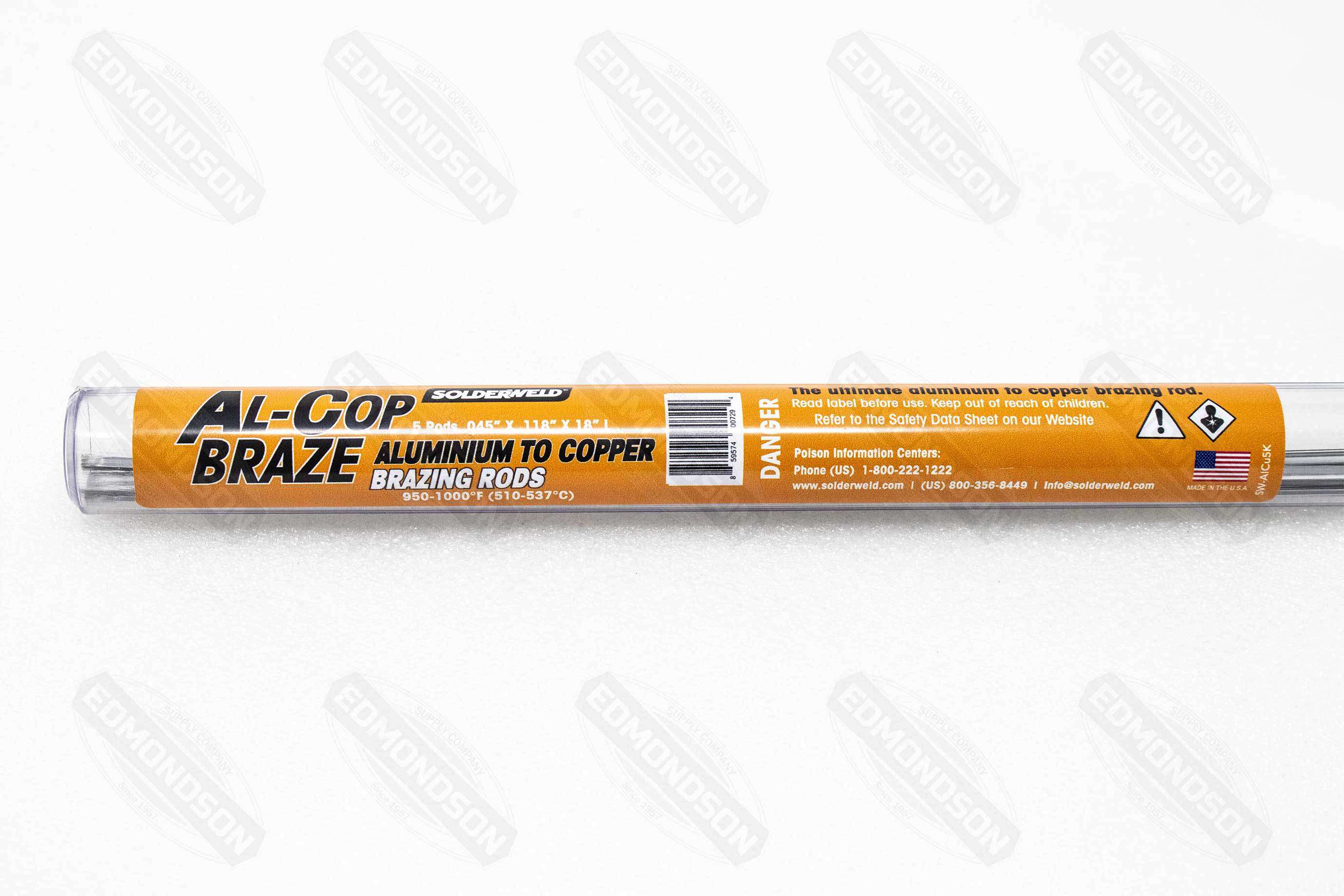 SolderWeld SW-AlCu5K Al-Cop Braze – Aluminum to Copper Brazing Rod – Flux Core, 5 Rod Pack on Sale