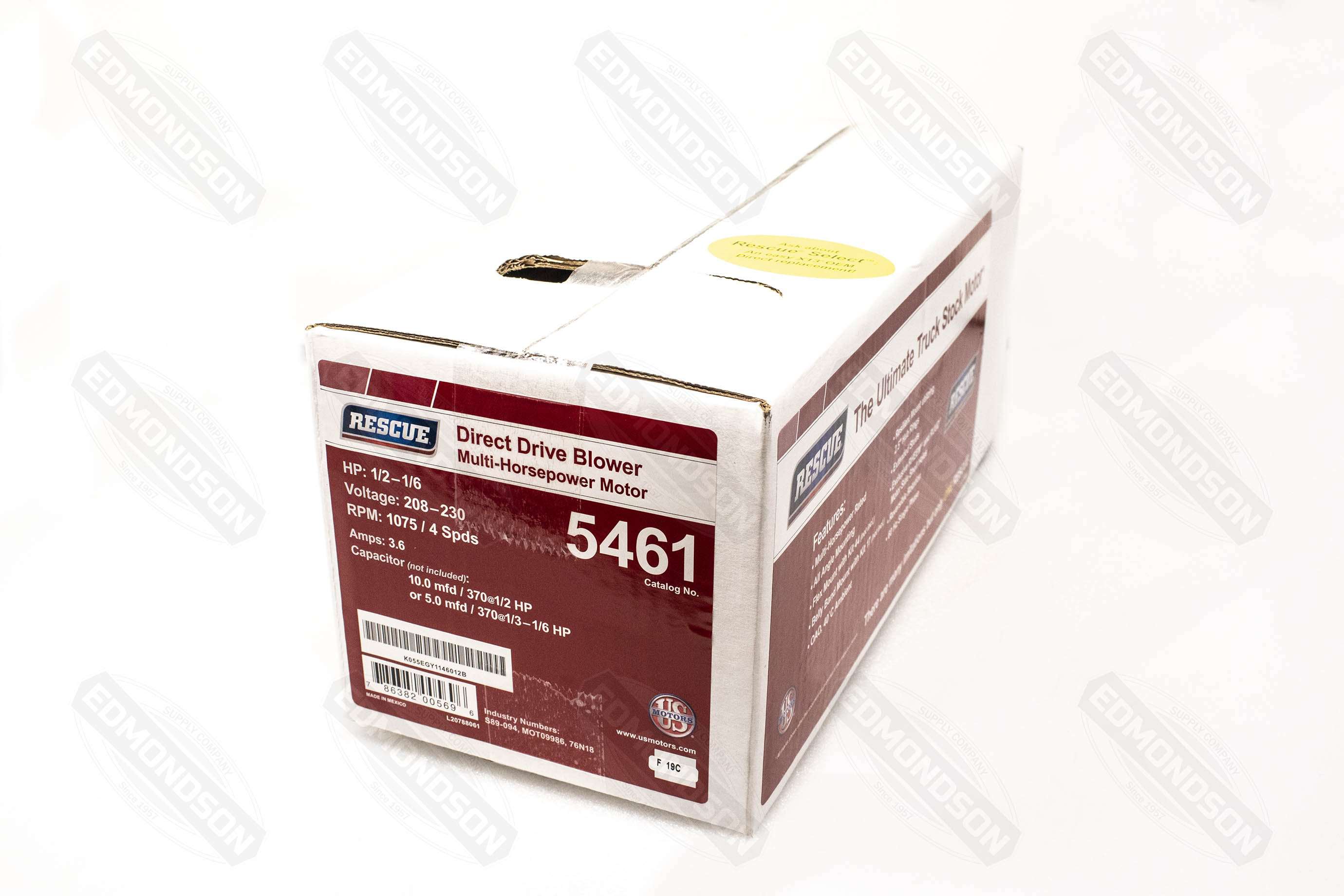 US Motors 5461 Rescue 5.6″ Direct Drive Blower Motor, 208-230V, 1/2-1/6 HP, 1075 RPM Online Hot Sale