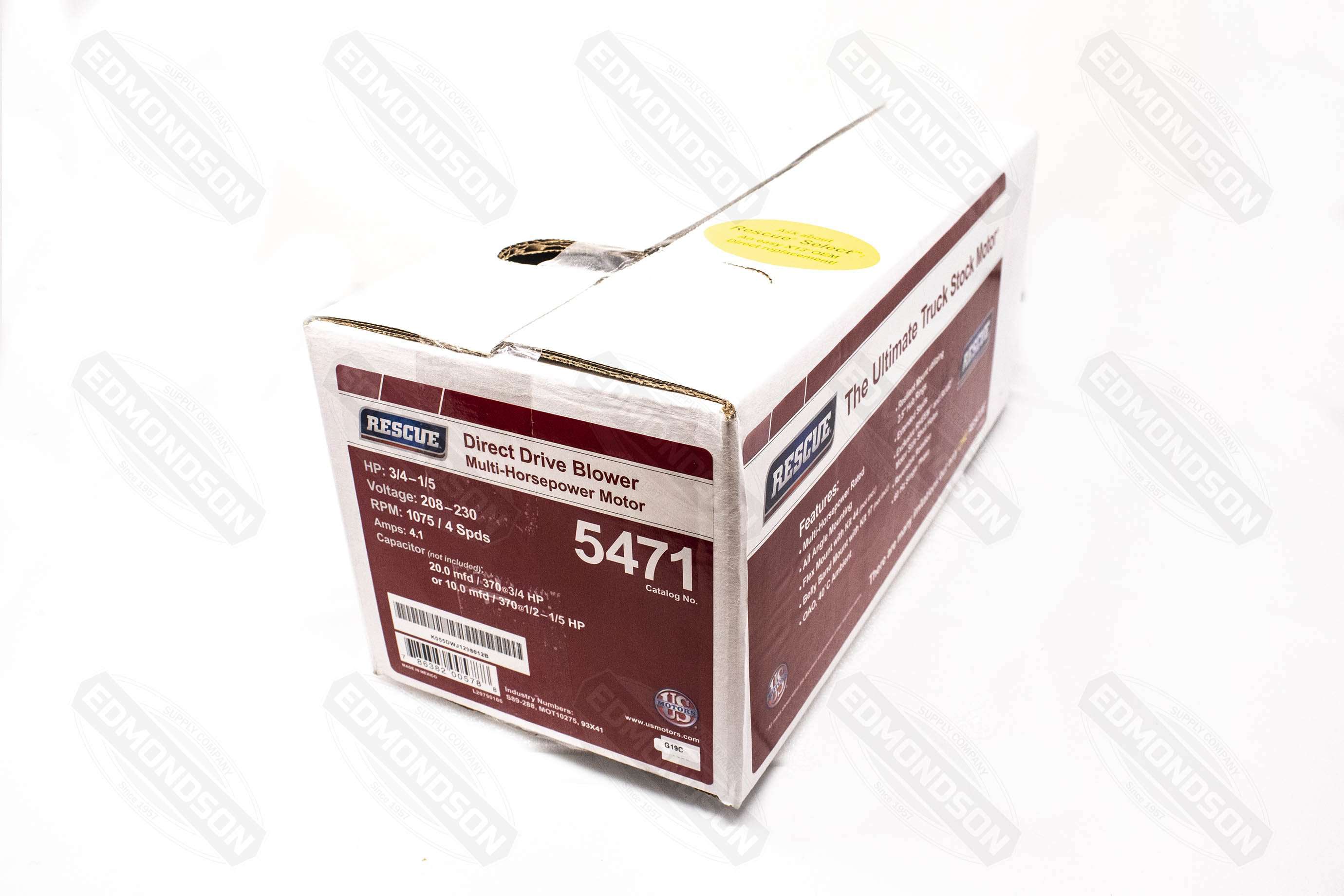 US Motors 5471 Rescue 5.6″ Direct Drive Blower Motor, 208-230V, 3/4-1/5 HP, 1075 RPM Online Hot Sale