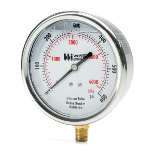 Weiss Instruments LF441-030-4L 4″ Liquid Filled Pressure Gauge, 0-30 psi, 1/4″ NPT Online now