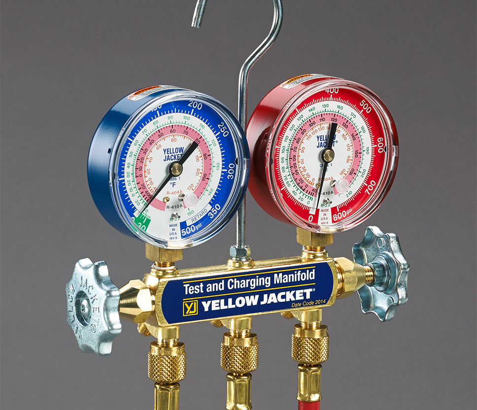 Yellow Jacket 41867 Series 41 Manifold Only, 3-1/8″ Gauges, bar/psi, R290/600A, °F and °C Online Sale