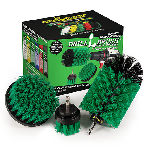 4in Flat Brush, 2in Short Brush, and Jumbo Original all in Medium Stiffness Green – Oven Cleaner Brush Set | G-S-42J-QC-DB Supply