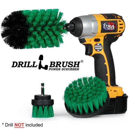 4in Flat Brush, 2in Short Brush, and Jumbo Original all in Medium Stiffness Green – Oven Cleaner Brush Set | G-S-42J-QC-DB Supply