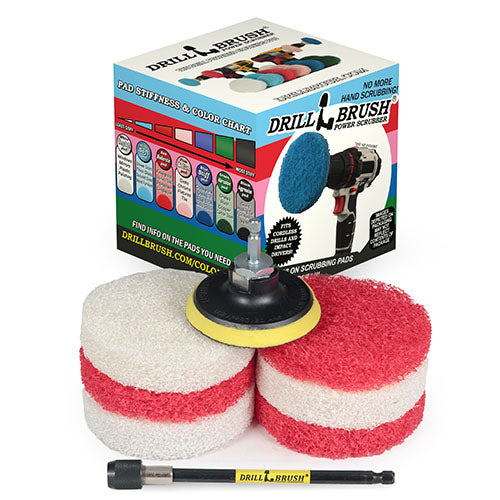 4in Scrubbing Pad Kit w/ 5in Extension – Very Soft & Moderate – Glass & Stainless Steel Cleaning | P4-2WR-4V-5X-QC-DB Fashion