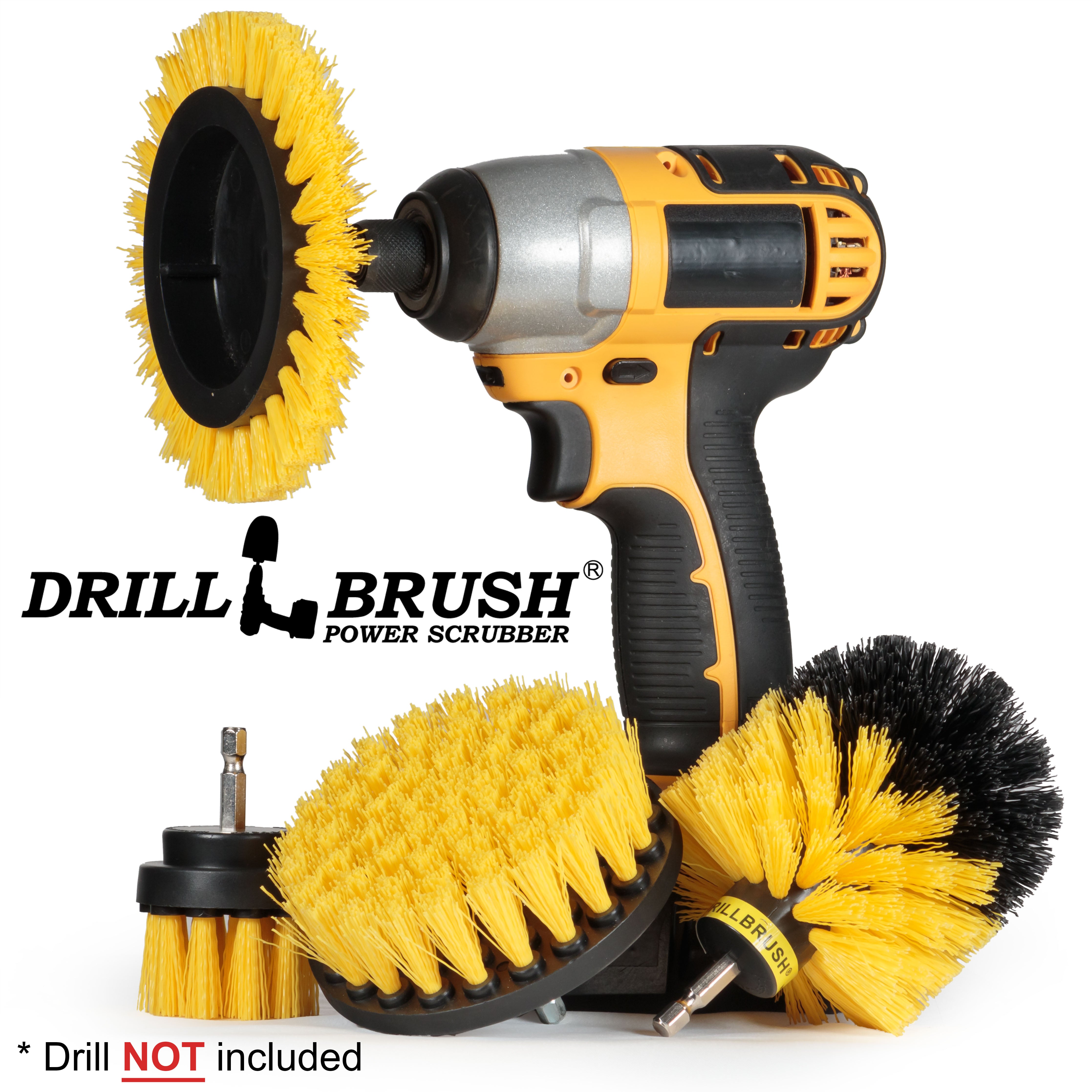 Edge, Original, 4in, & 2in Yellow Brushes – Medium Stiffness – Bathroom & Shower Cleaning | Y-S-E42O-QC-DB Fashion