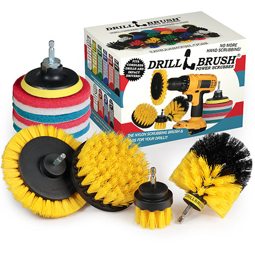 Edge, Original, 4in, & 2in Yellow Brushes w/4in Pads – Medium – Bathroom & Tub | S-YE42O-P4-WRB-3V-QC-DB Hot on Sale