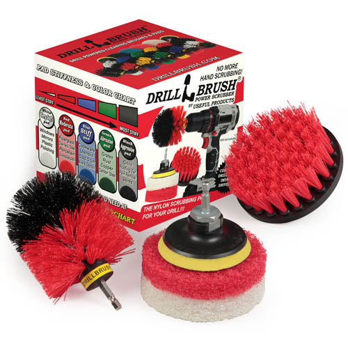 Original & 4in Red Brushes w/4in Pads – Soft & Medium Pads – Outdoor & Patio | S-R4O-P4-WR-4V-QC-DB Hot on Sale