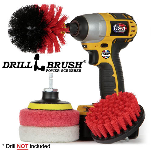 Original & 4in Red Brushes w/4in Pads – Soft & Medium Pads – Outdoor & Patio | S-R4O-P4-WR-4V-QC-DB Hot on Sale