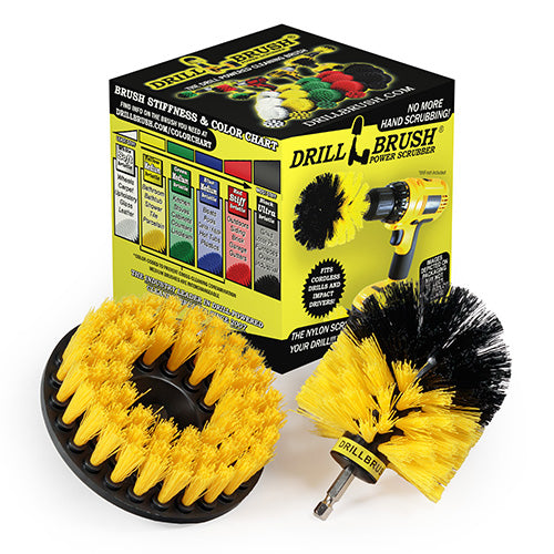 Original & 5in Hex Yellow Brushes – Medium Bristles – Bathroom & Shower Cleaning | Y-S-OQC-5H-DB Supply