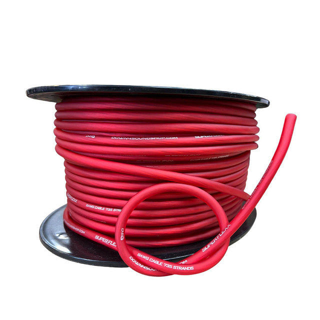 Down4Sound 8ga Tinned OFC Wire RED- BY THE FOOT Supply