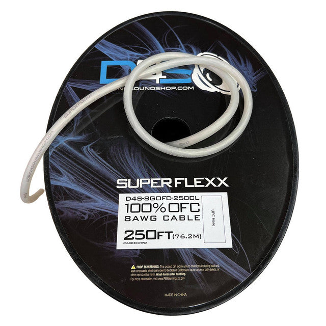 Down4Sound 8ga Tinned OFC Wire CLEAR- BY THE FOOT Supply