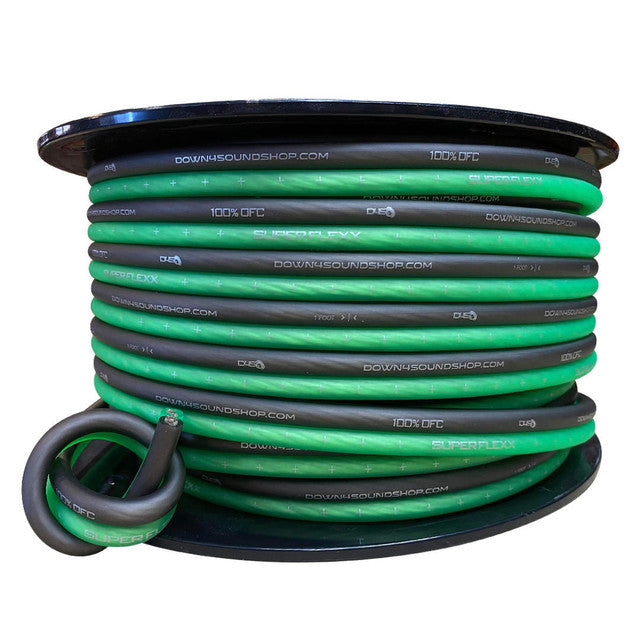 Down4Sound 8ga Tinned OFC Speaker Wire GREEN/BLACK- BY THE FOOT Online Sale