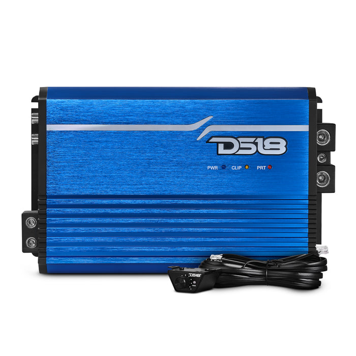 DS18 FRP Compact Full-Range Class D 1-Channel Amplifier 2,500 Watts Rms @ 1-ohm Red Blue on Sale
