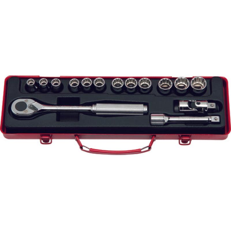 Ko-Ken 4223M 1/2 Sq. Dr. Socket Set 10-22 mm 12 Point 15 Pieces Online Hot Sale