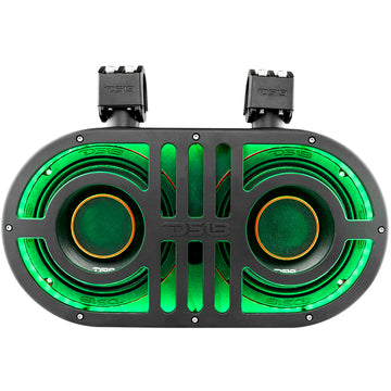 DS18 JVOCE8 Dual 8″ Marine and Powersports PRO Roll Cage Sound Bar System with Built in LED RGB Lights 500 Watts Rms ( 2 x PRO-HY8.4B Included) Supply