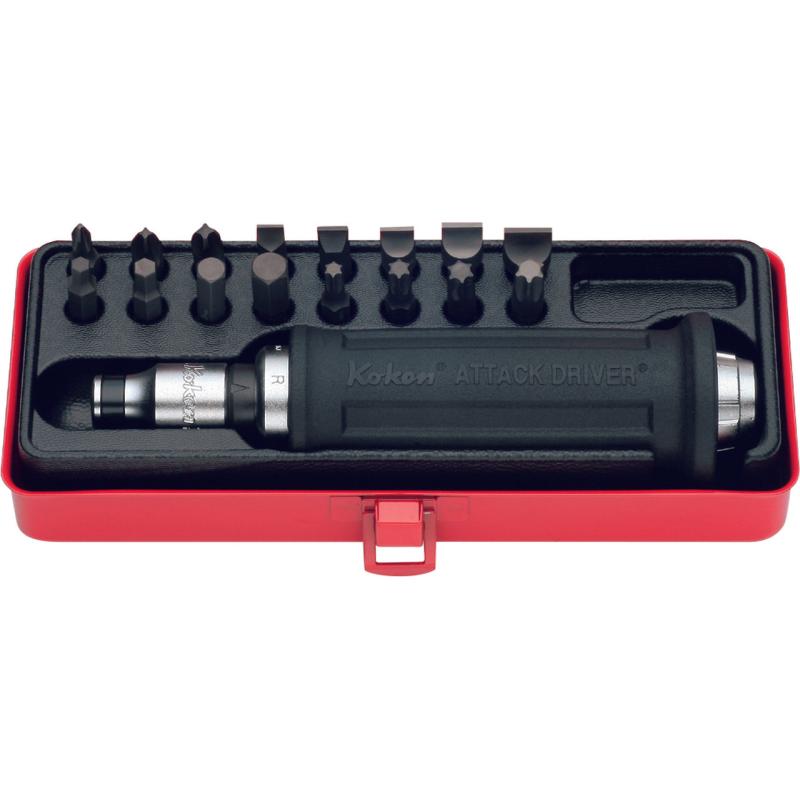 Ko-Ken AG112H 1/2 Inch Sq. Dr. Attack Driver Set Rubber Grip 18 Pieces Online Sale