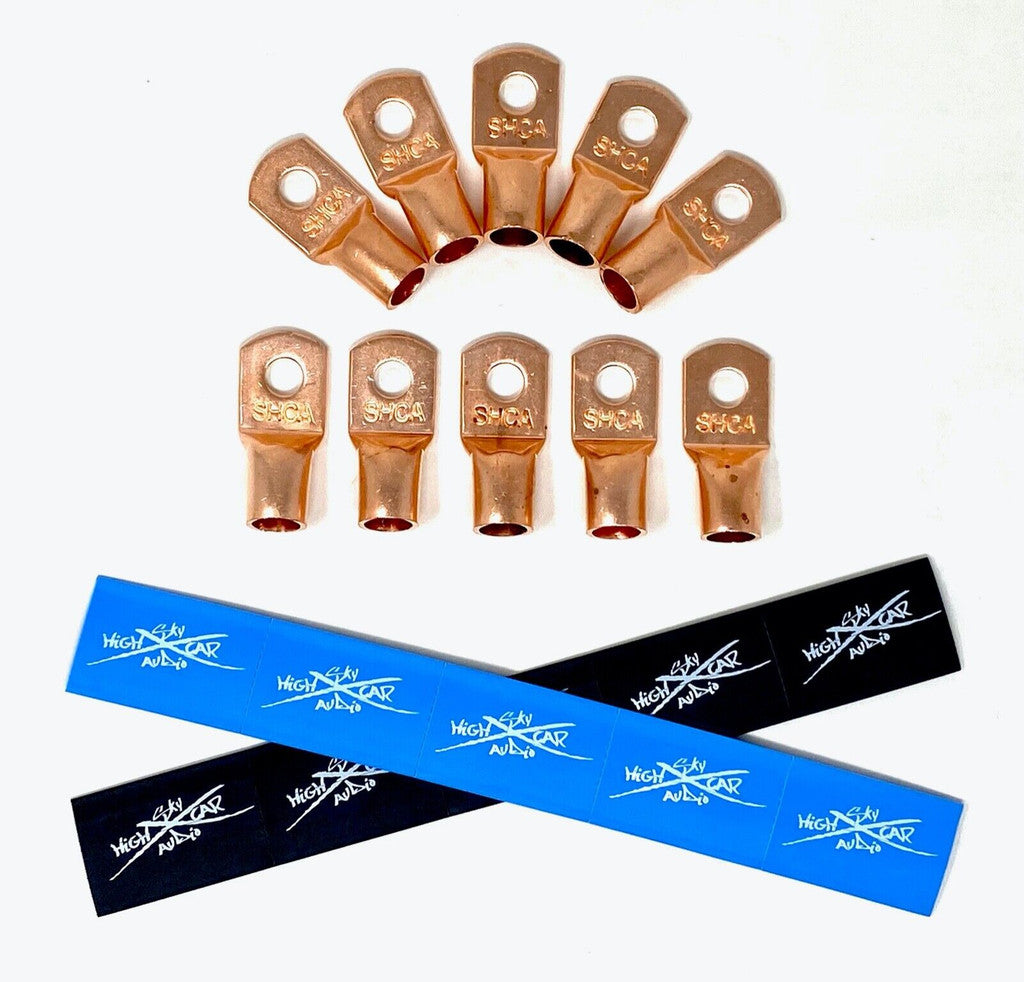 Sky High Car Audio 1/0 Lug Pack of 10 W/Heat Shrink Online now