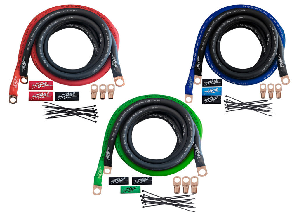 Sky High Car Audio E-Series 4ga CCA Big 3 Kit Fashion