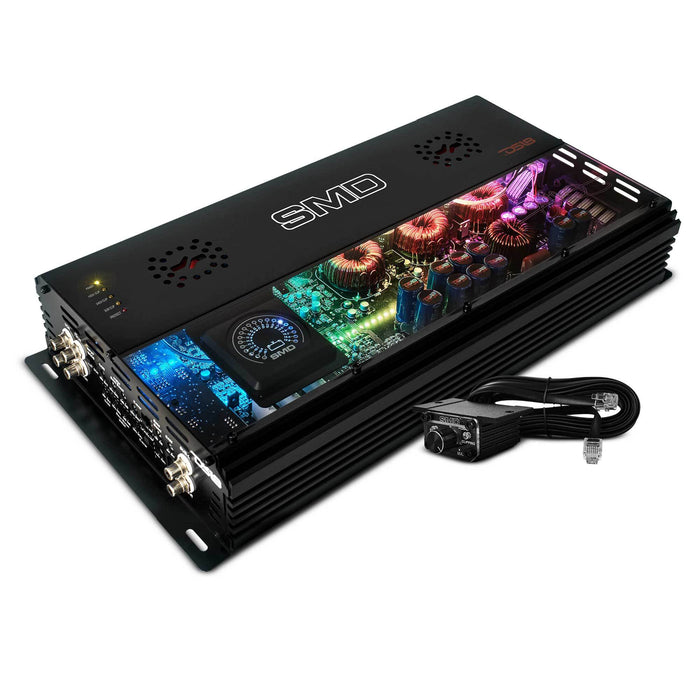SMD 5-Channel Amplifier with VM-1 Voltmeter and Digital LED Lights 4 x 250W at 2-Ohm Class AB + 1 x 1800W at 1-Ohm Class D – Steve Meade Designs Sale