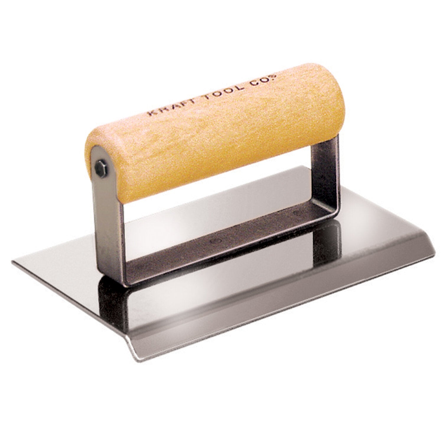 Kraft Tool CF091 6″ x 6″ Stainless Steel Carpet Edger 45 Degree Angle 3/16″ Drop with Wood Handle on Sale
